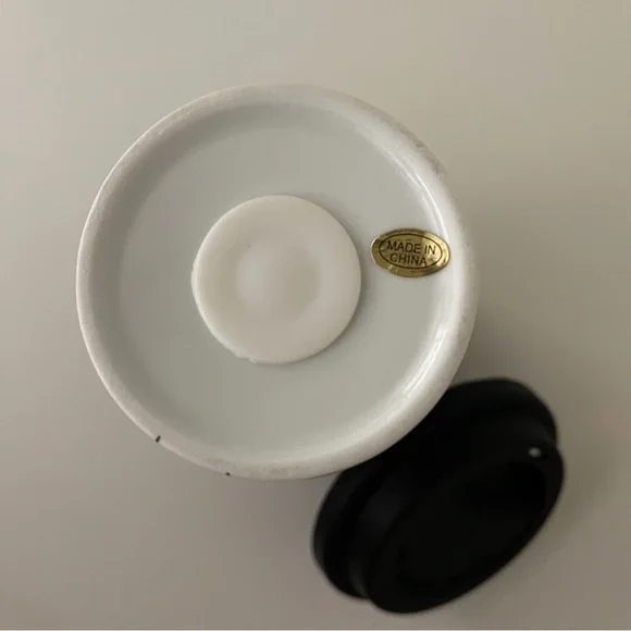 Black and White Artsy Double Walled Ceramic Porcelain Travel Mug - Picture 11 of 16